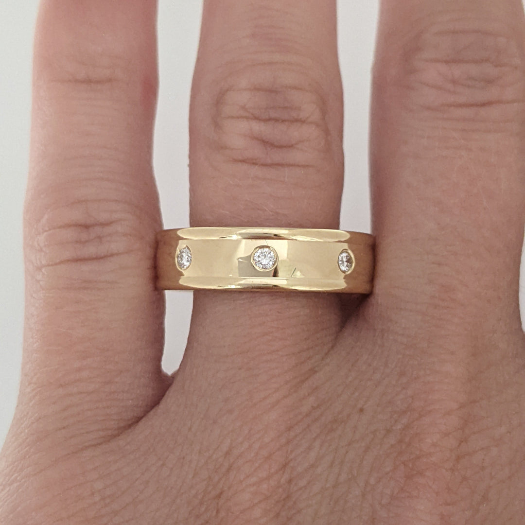 14K .28 CARAT TOTAL WEIGHT (8) ROUND DIAMOND BEAD SET 6MM ESTATE BAND 7.0 GRAMS
