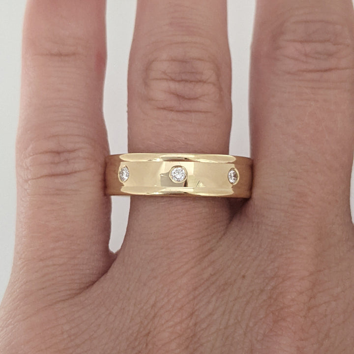 14K .28 CARAT TOTAL WEIGHT (8) ROUND DIAMOND BEAD SET 6MM ESTATE BAND 7.0 GRAMS