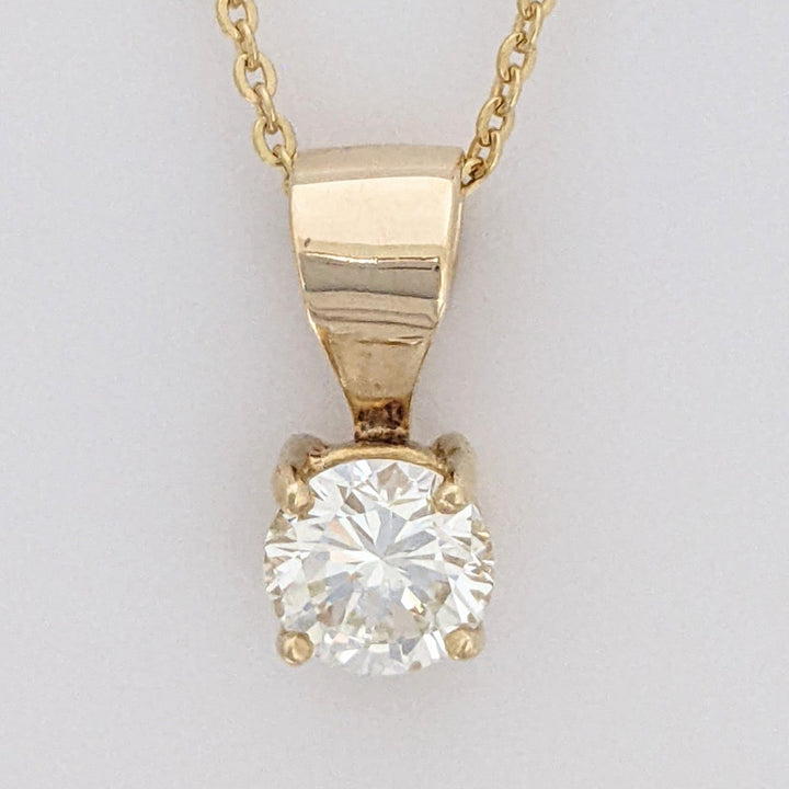 14K .65 CARAT TOTAL VS1 H DIAMOND ROUND ESTATE PENDANT & CHAIN 3.2 GRAMS