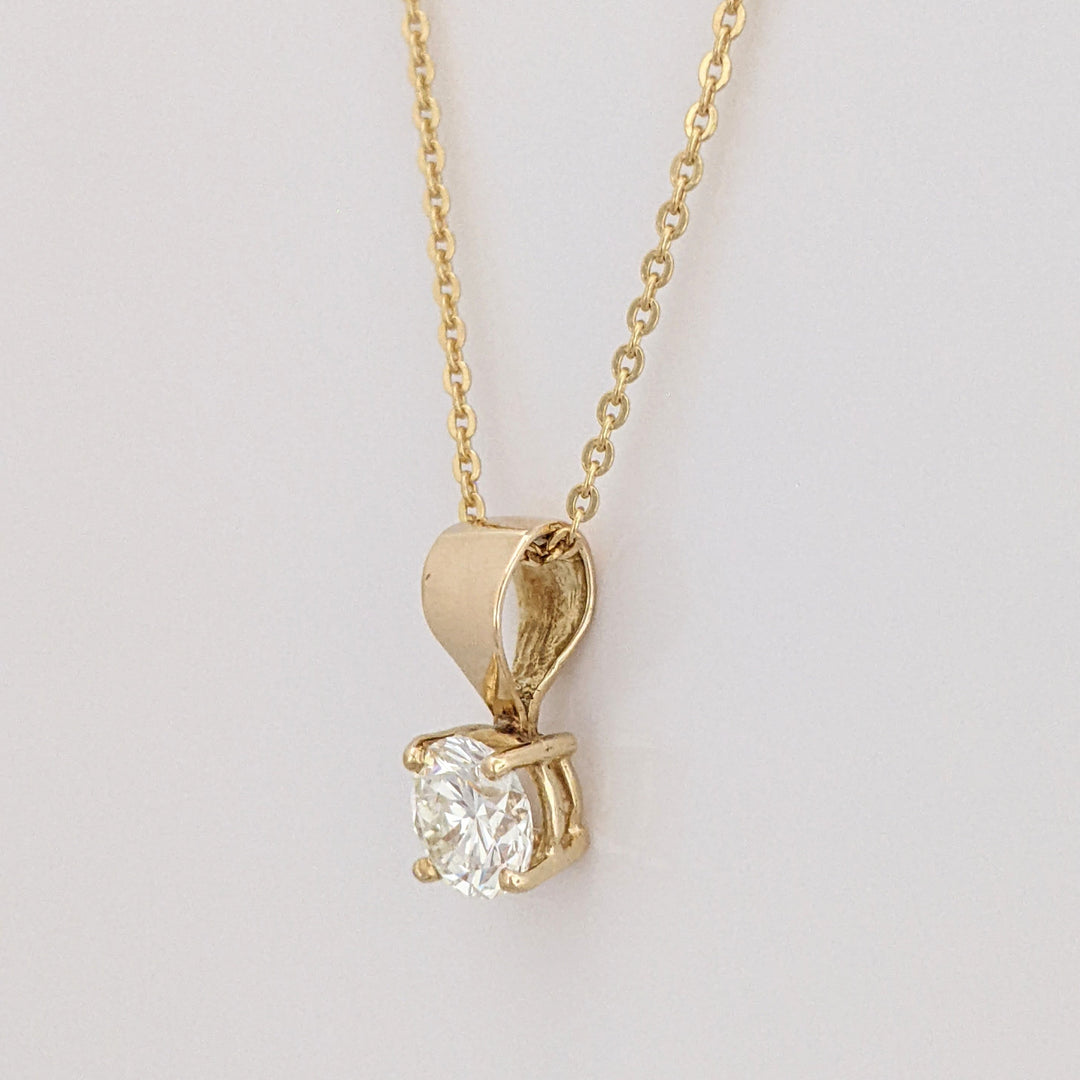 14K .65 CARAT TOTAL VS1 H DIAMOND ROUND ESTATE PENDANT & CHAIN 3.2 GRAMS