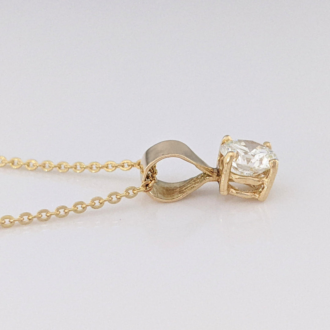 14K .65 CARAT TOTAL VS1 H DIAMOND ROUND ESTATE PENDANT & CHAIN 3.2 GRAMS