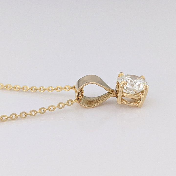 14K .65 CARAT TOTAL VS1 H DIAMOND ROUND ESTATE PENDANT & CHAIN 3.2 GRAMS