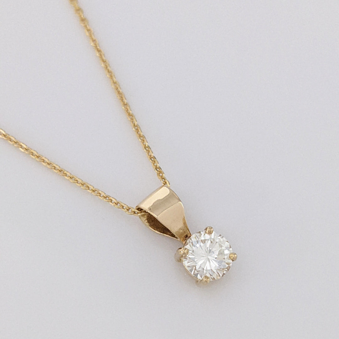 14K .65 CARAT TOTAL VS1 H DIAMOND ROUND ESTATE PENDANT & CHAIN 3.2 GRAMS