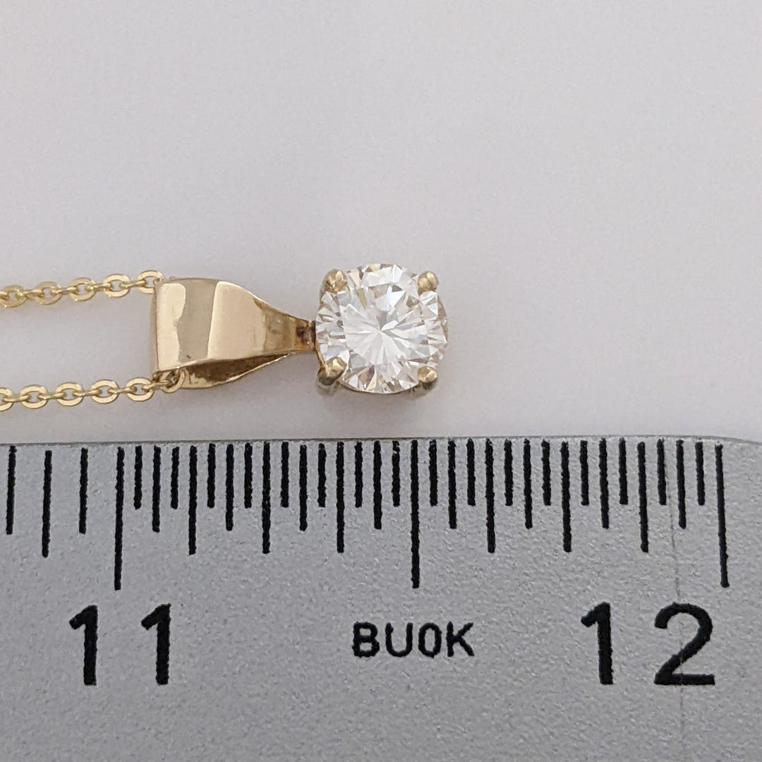 14K .65 CARAT TOTAL VS1 H DIAMOND ROUND ESTATE PENDANT & CHAIN 3.2 GRAMS