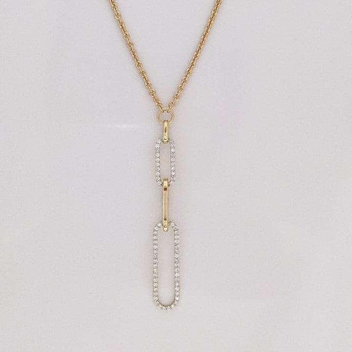 14K .69 CARAT TOTAL WEIGHT SI2-I1 H DIAMOND ROUND (138) PAPERCLIP ESTATE NECKLACE 9.8 GRAMS