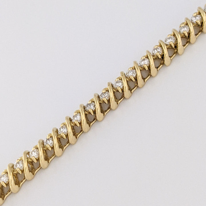 14K 2.08 CARAT TOTAL WEIGHT I1 I DIAMOND ROUND (50) ESTATE BRACELET 15.7 GRAMS