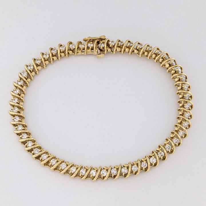 14K 2.08 CARAT TOTAL WEIGHT I1 I DIAMOND ROUND (50) ESTATE BRACELET 15.7 GRAMS
