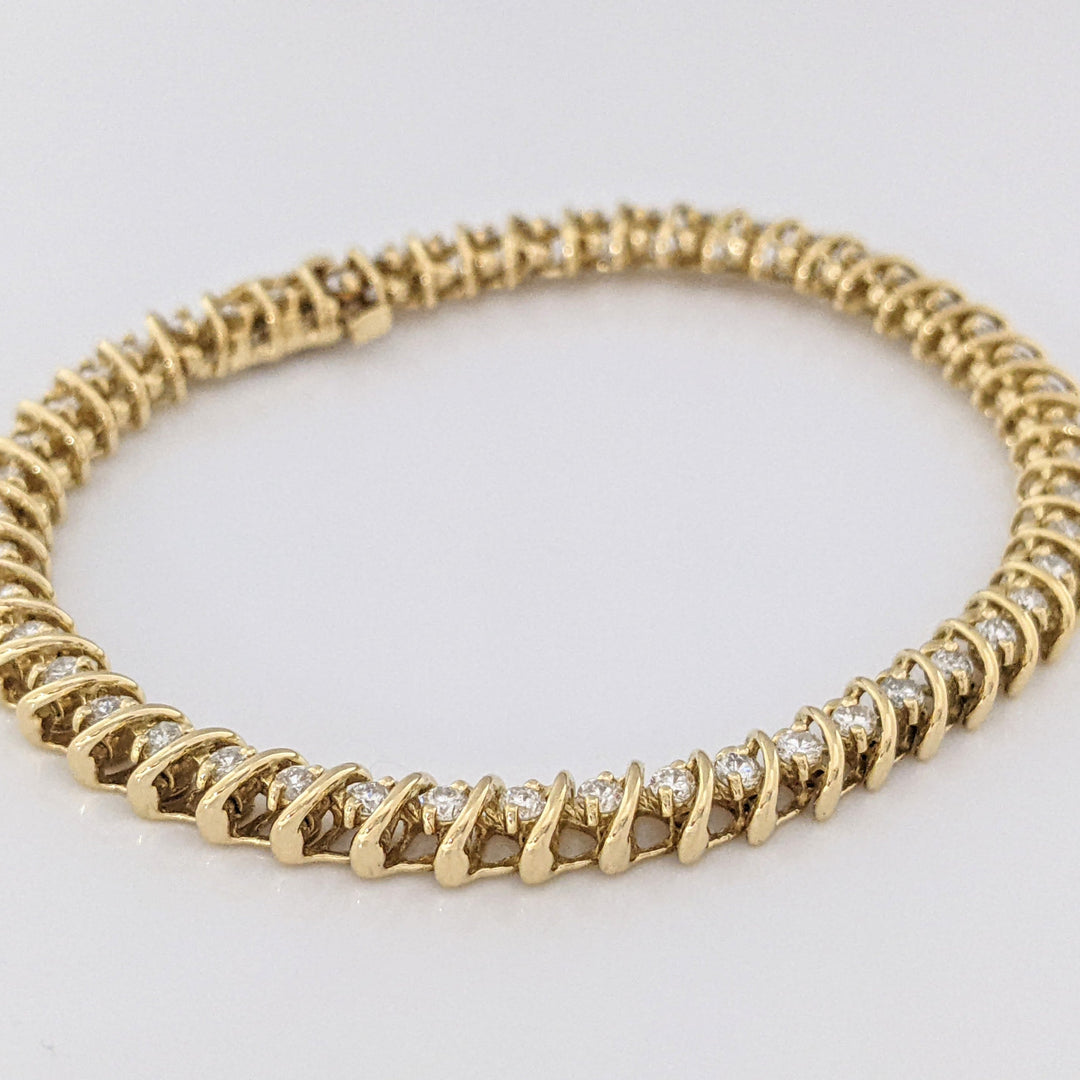 14K 2.08 CARAT TOTAL WEIGHT I1 I DIAMOND ROUND (50) ESTATE BRACELET 15.7 GRAMS