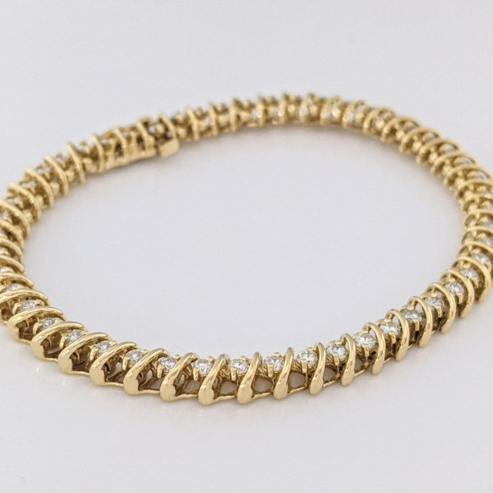 14K 2.08 CARAT TOTAL WEIGHT I1 I DIAMOND ROUND (50) ESTATE BRACELET 15.7 GRAMS