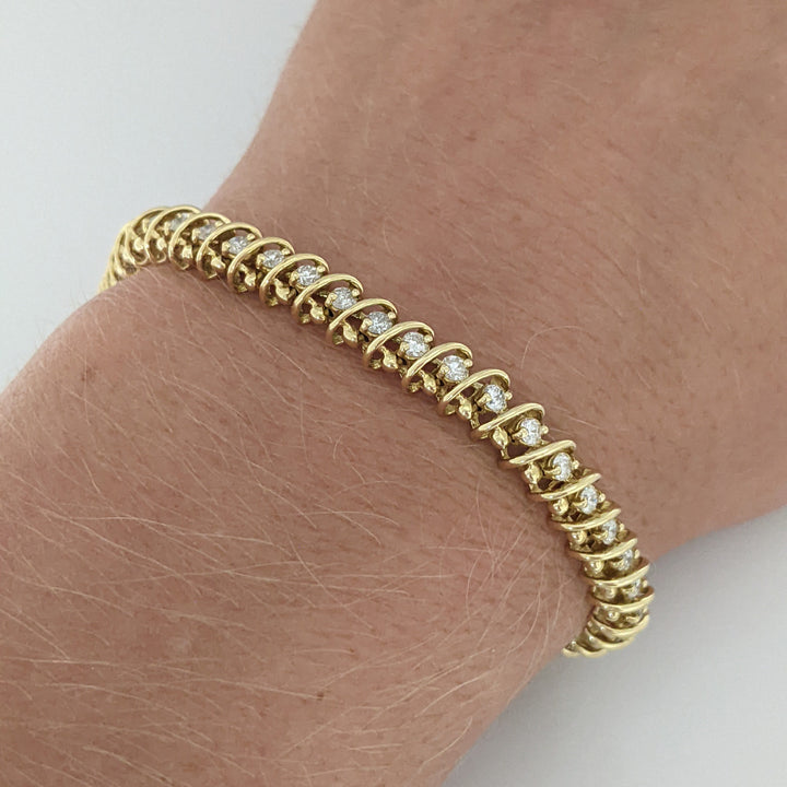 14K 2.08 CARAT TOTAL WEIGHT I1 I DIAMOND ROUND (50) ESTATE BRACELET 15.7 GRAMS