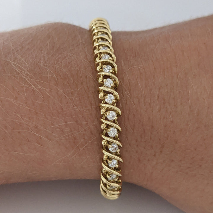 14K 2.08 CARAT TOTAL WEIGHT I1 I DIAMOND ROUND (50) ESTATE BRACELET 15.7 GRAMS