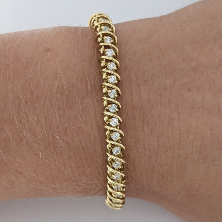 14K 2.08 CARAT TOTAL WEIGHT I1 I DIAMOND ROUND (50) ESTATE BRACELET 15.7 GRAMS
