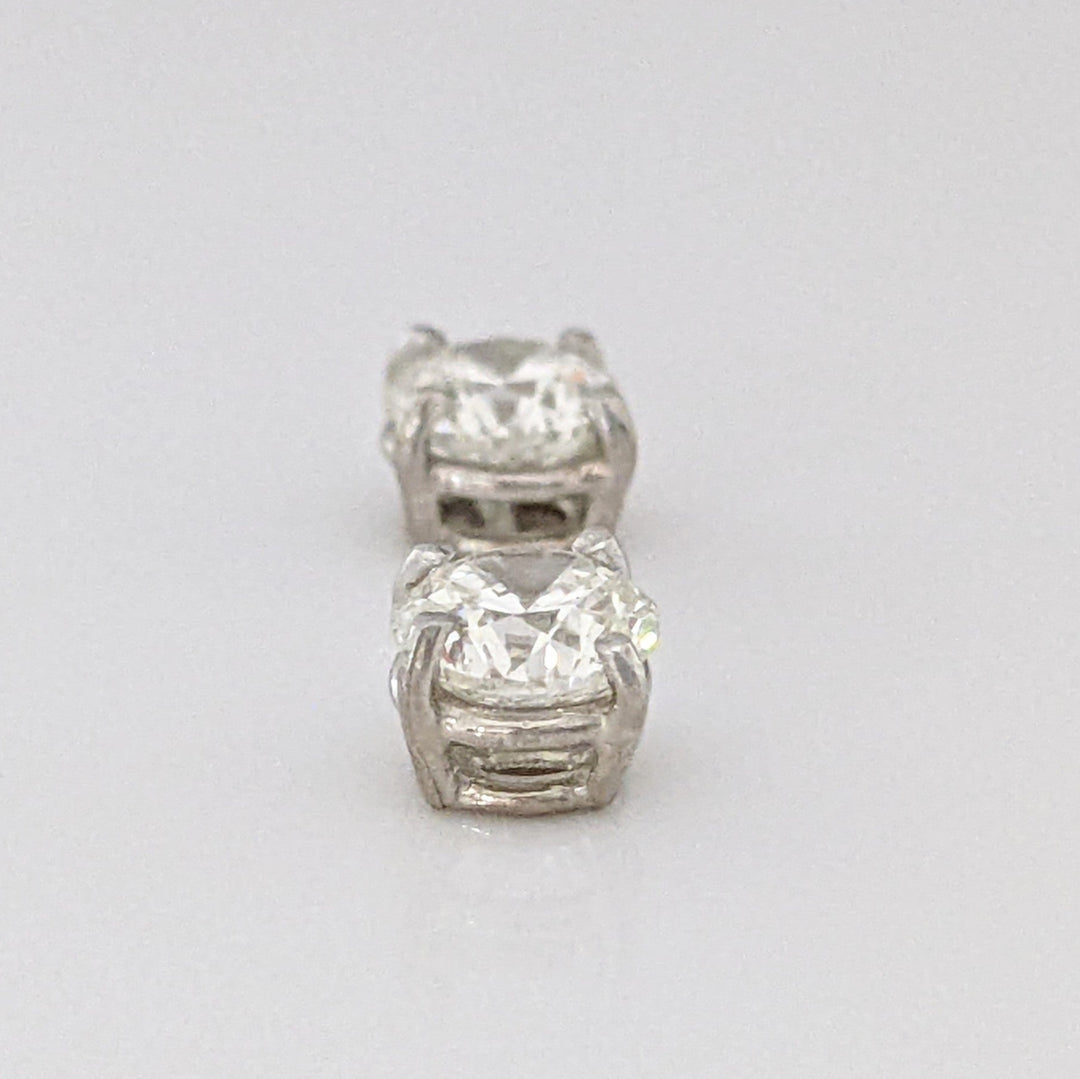 14K WHITE .90 CARAT TOTAL WEIGHT SI2 H DIAMOND ROUND (2) ESTATE STUD EARRINGS 1.0 GRAMS
