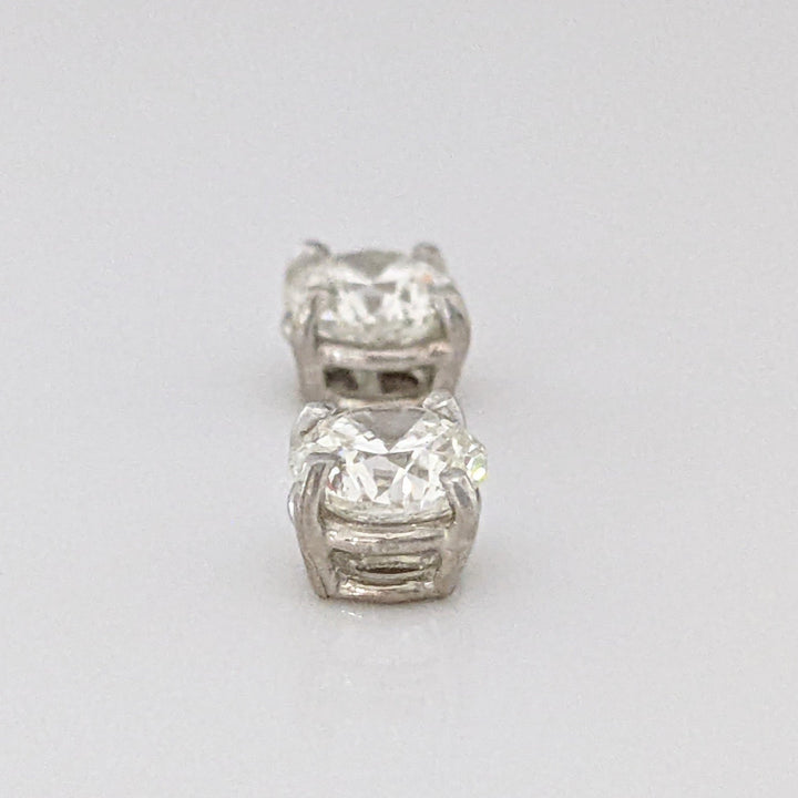 14K WHITE .90 CARAT TOTAL WEIGHT SI2 H DIAMOND ROUND (2) ESTATE STUD EARRINGS 1.0 GRAMS