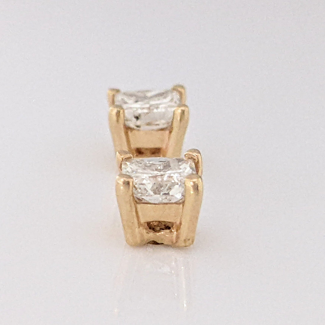 14K .88 CARAT TOTAL WEIGHT I1 H DIAMOND PRINCESS CUT (2) ESTATE STUD EARRINGS 1.2 GRAMS