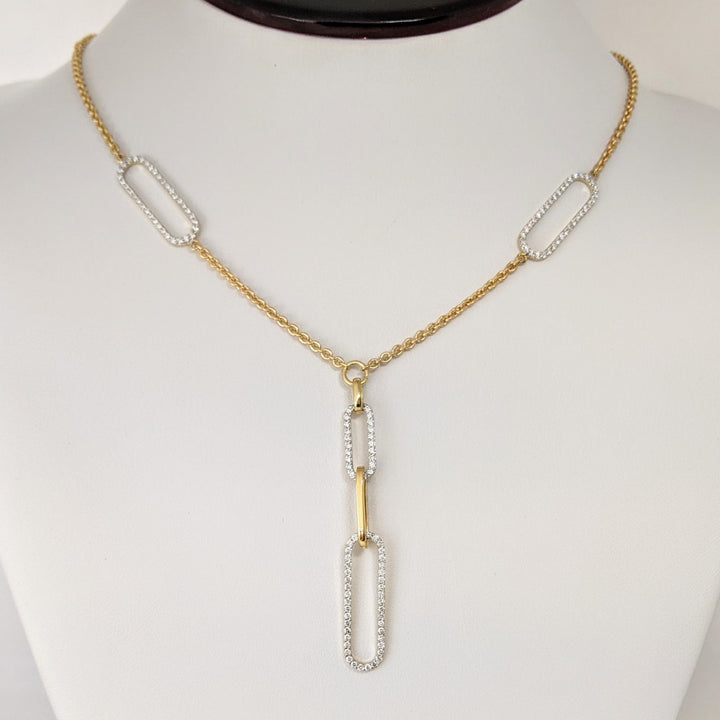 14K .69 CARAT TOTAL WEIGHT SI2-I1 H DIAMOND ROUND (138) PAPERCLIP ESTATE NECKLACE 9.8 GRAMS