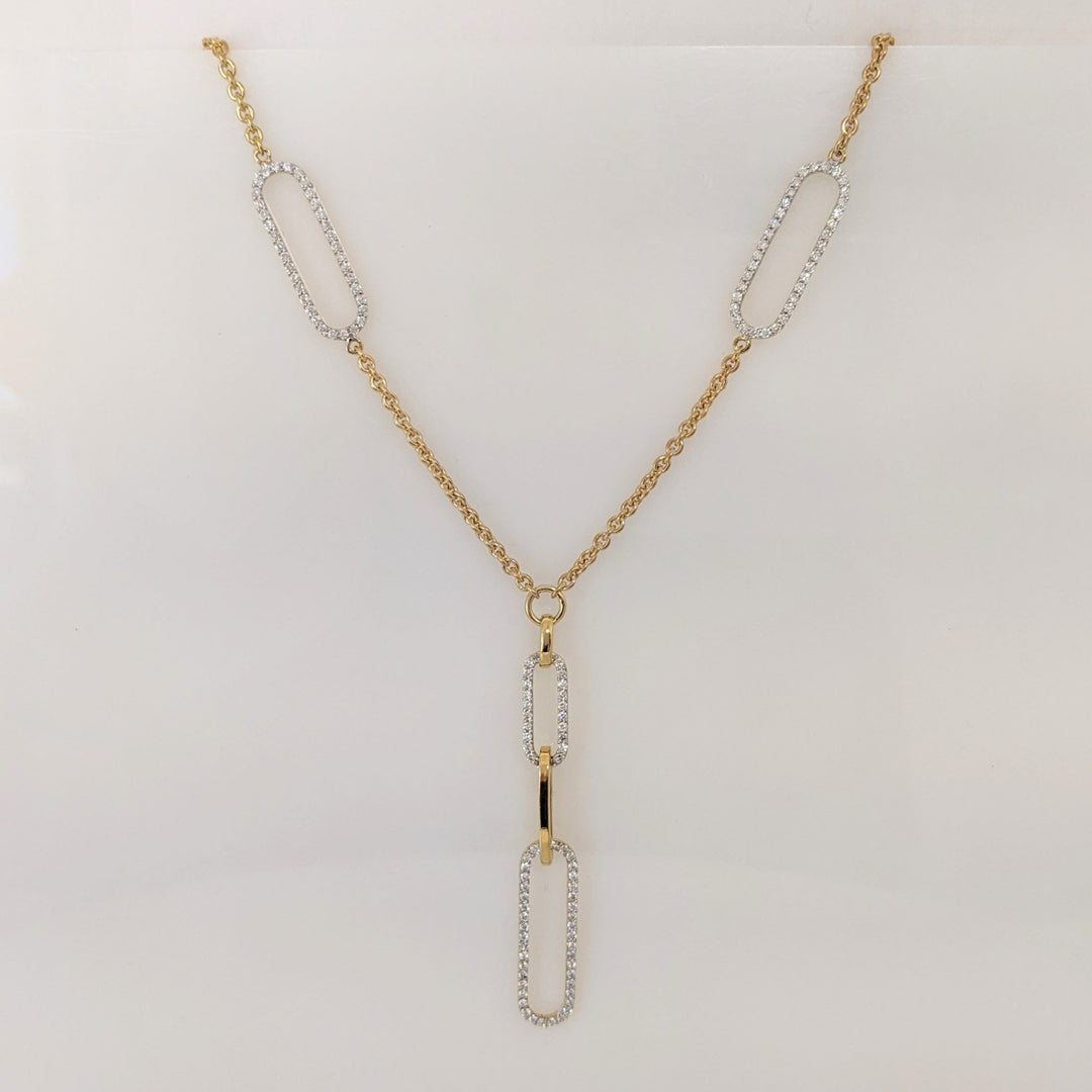 14K .69 CARAT TOTAL WEIGHT SI2-I1 H DIAMOND ROUND (138) PAPERCLIP ESTATE NECKLACE 9.8 GRAMS