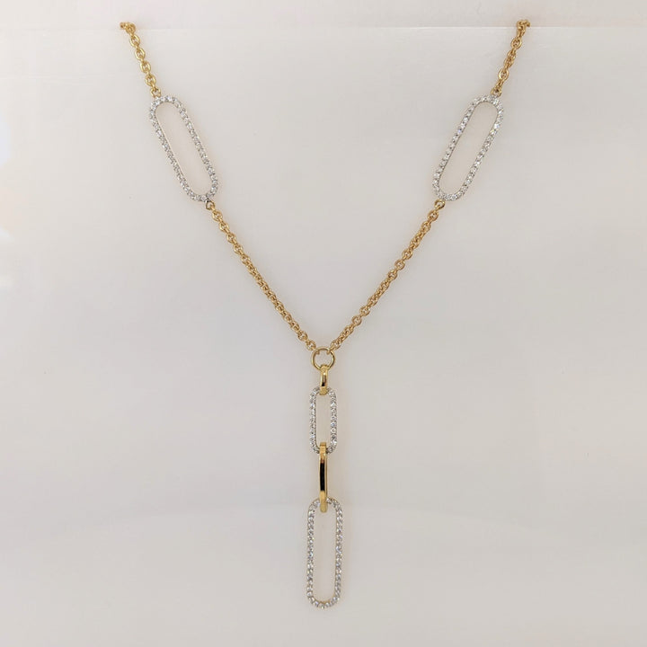 14K .69 CARAT TOTAL WEIGHT SI2-I1 H DIAMOND ROUND (138) PAPERCLIP ESTATE NECKLACE 9.8 GRAMS