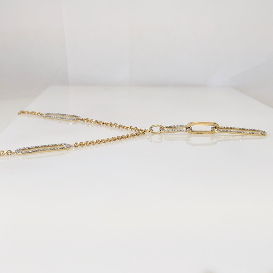 14K .69 CARAT TOTAL WEIGHT SI2-I1 H DIAMOND ROUND (138) PAPERCLIP ESTATE NECKLACE 9.8 GRAMS
