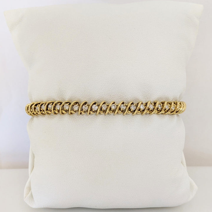 14K 2.08 CARAT TOTAL WEIGHT I1 I DIAMOND ROUND (50) ESTATE BRACELET 15.7 GRAMS
