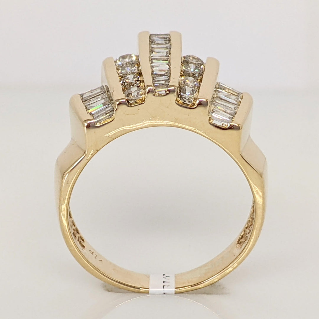 14K .50 CARAT TOTAL WEIGHT I1 H DIAMOND ROUND (34) 5-ROW CHANNEL SET ESTATE RING 5.6 GRAMS