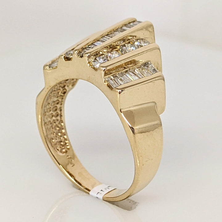 14K .50 CARAT TOTAL WEIGHT I1 H DIAMOND ROUND (34) 5-ROW CHANNEL SET ESTATE RING 5.6 GRAMS
