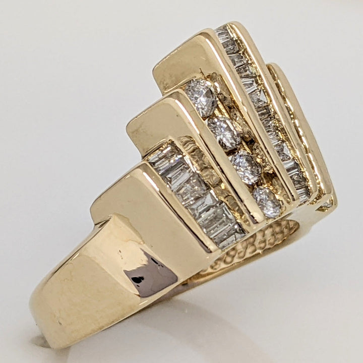 14K .50 CARAT TOTAL WEIGHT I1 H DIAMOND ROUND (34) 5-ROW CHANNEL SET ESTATE RING 5.6 GRAMS