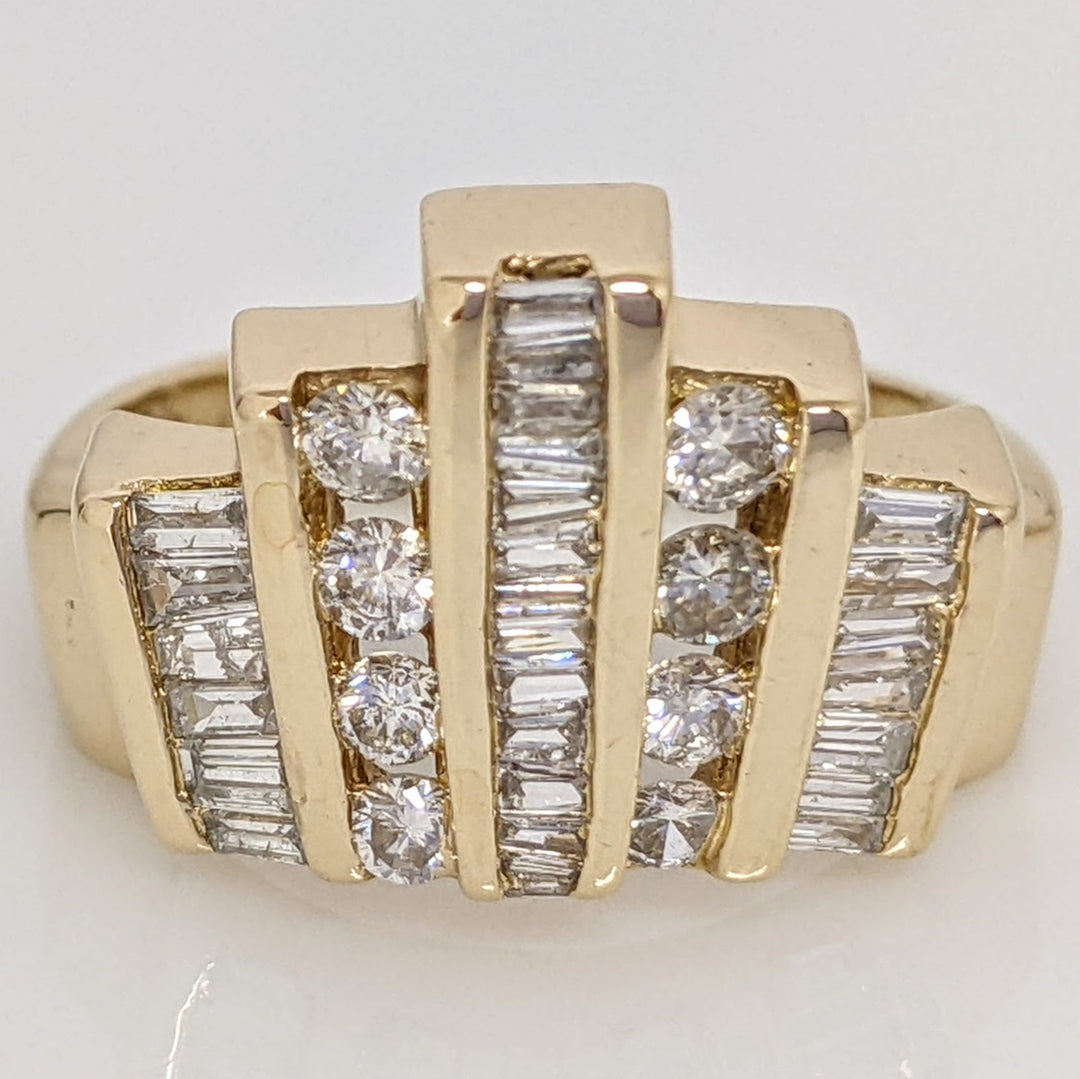 14K .50 CARAT TOTAL WEIGHT I1 H DIAMOND ROUND (34) 5-ROW CHANNEL SET ESTATE RING 5.6 GRAMS