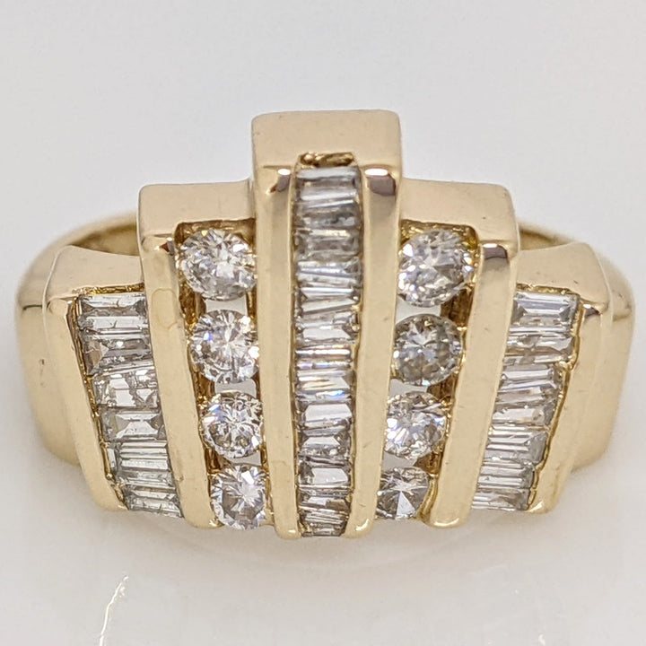 14K .50 CARAT TOTAL WEIGHT I1 H DIAMOND ROUND (34) 5-ROW CHANNEL SET ESTATE RING 5.6 GRAMS