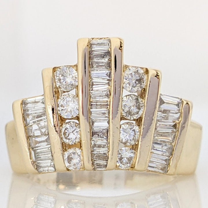 14K .50 CARAT TOTAL WEIGHT I1 H DIAMOND ROUND (34) 5-ROW CHANNEL SET ESTATE RING 5.6 GRAMS
