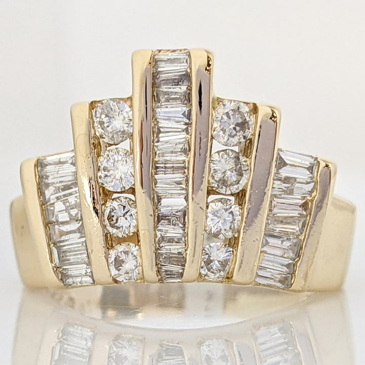 14K .50 CARAT TOTAL WEIGHT I1 H DIAMOND ROUND (34) 5-ROW CHANNEL SET ESTATE RING 5.6 GRAMS