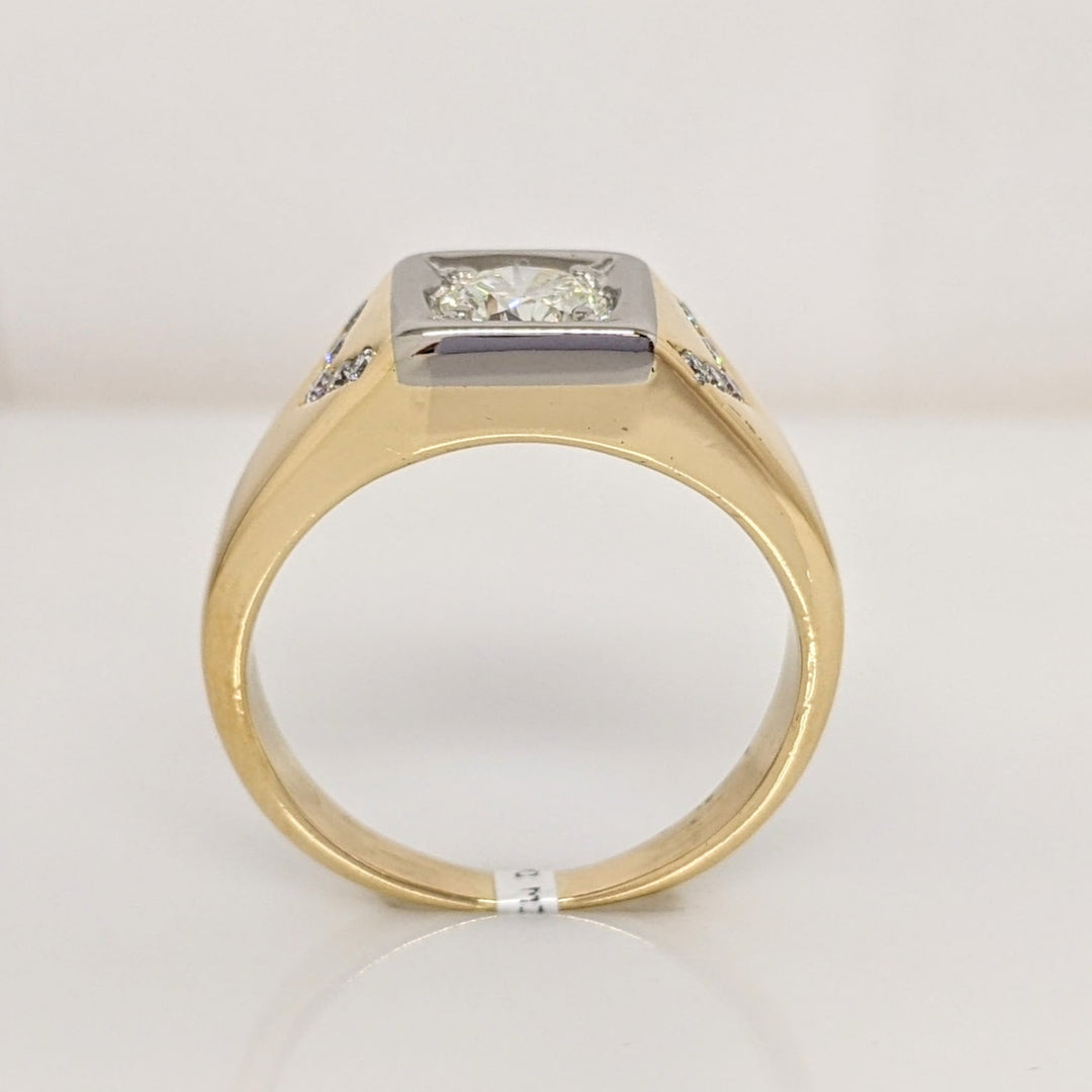 18K TWO TONE .98 CARAT TOTAL WEIGHT VS2 I DIAMOND ROUND (11) ESTATE RING 10. GRAMS