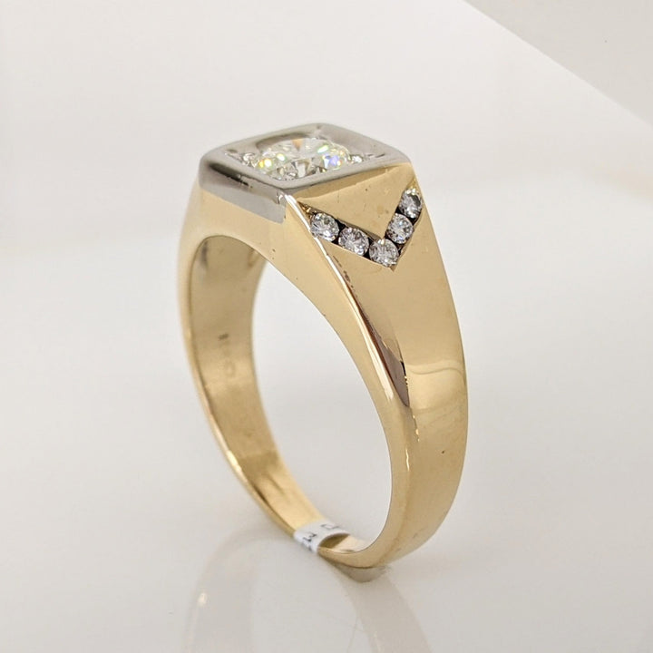 18K TWO TONE .98 CARAT TOTAL WEIGHT VS2 I DIAMOND ROUND (11) ESTATE RING 10. GRAMS