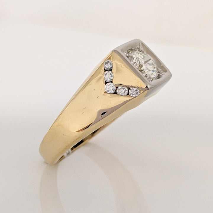 18K TWO TONE .98 CARAT TOTAL WEIGHT VS2 I DIAMOND ROUND (11) ESTATE RING 10. GRAMS