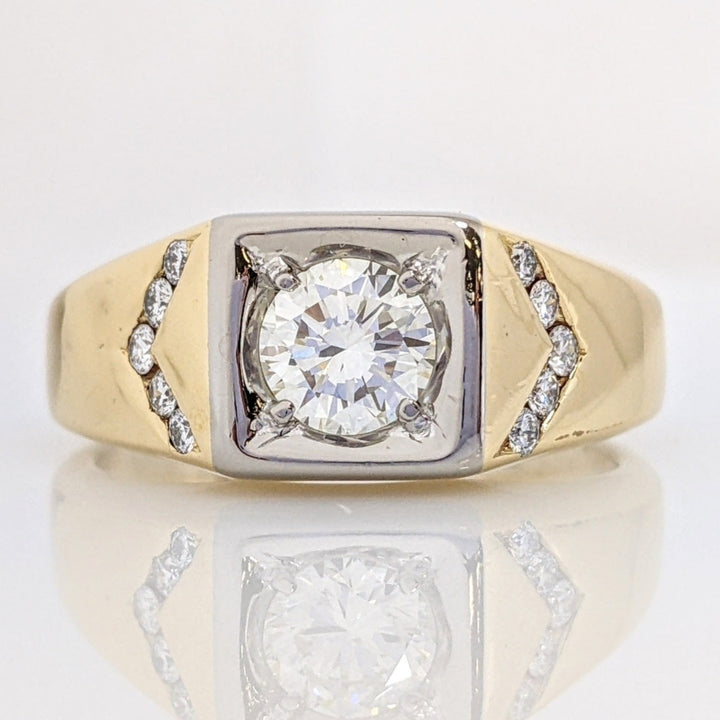 18K TWO TONE .98 CARAT TOTAL WEIGHT VS2 I DIAMOND ROUND (11) ESTATE RING 10. GRAMS
