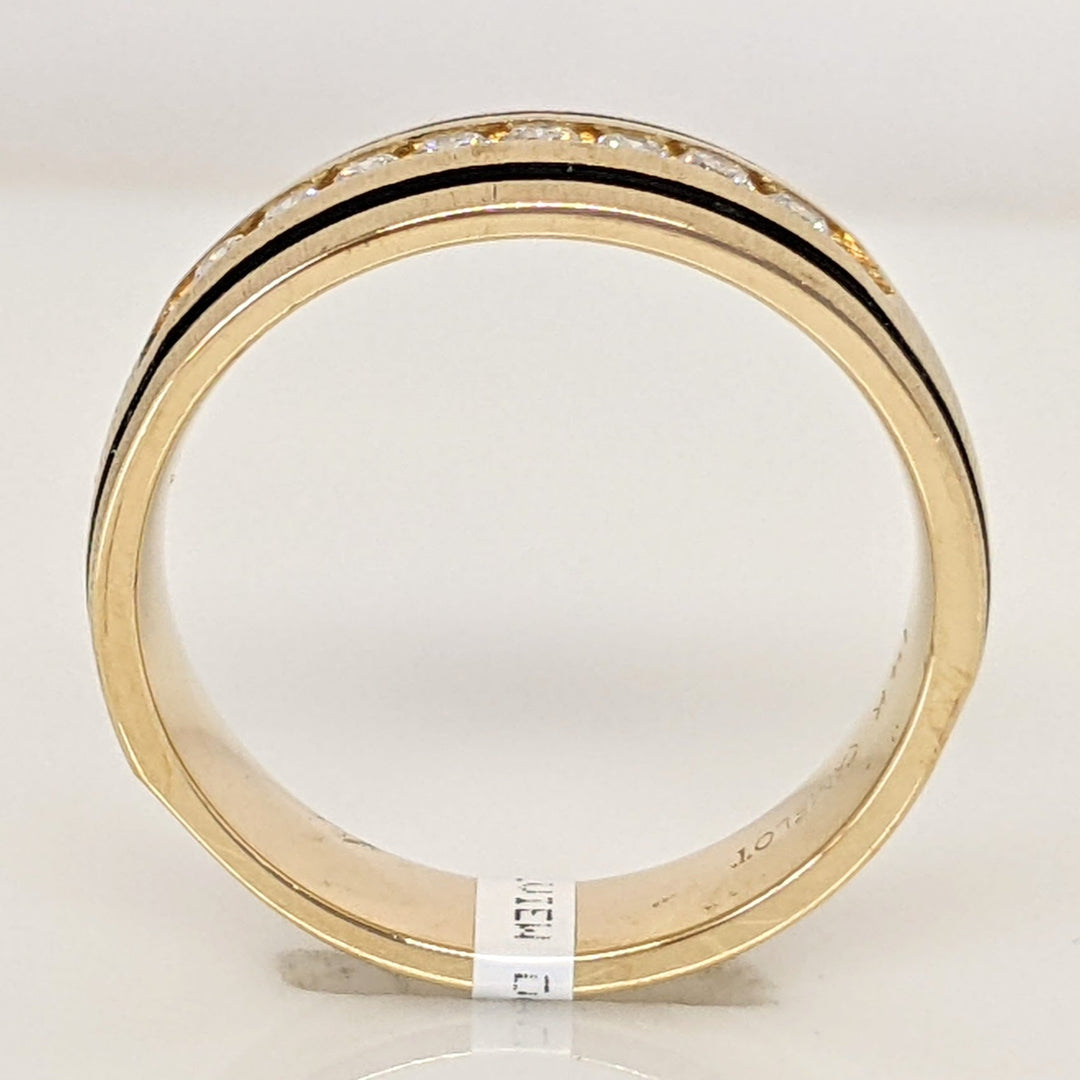 14K .24 CARAT TOTAL WEIGHT (8) ROUND DIAMOND BLACK BORDER ESTATE BAND 5.9 GRAMS