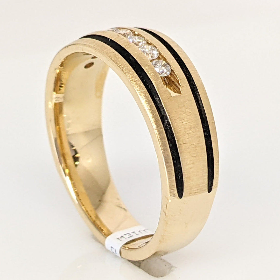 14K .24 CARAT TOTAL WEIGHT (8) ROUND DIAMOND BLACK BORDER ESTATE BAND 5.9 GRAMS