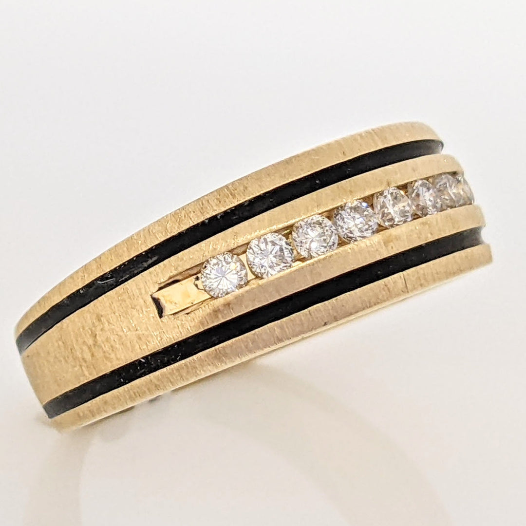 14K .24 CARAT TOTAL WEIGHT (8) ROUND DIAMOND BLACK BORDER ESTATE BAND 5.9 GRAMS