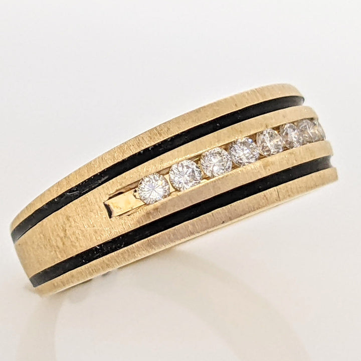 14K .24 CARAT TOTAL WEIGHT (8) ROUND DIAMOND BLACK BORDER ESTATE BAND 5.9 GRAMS