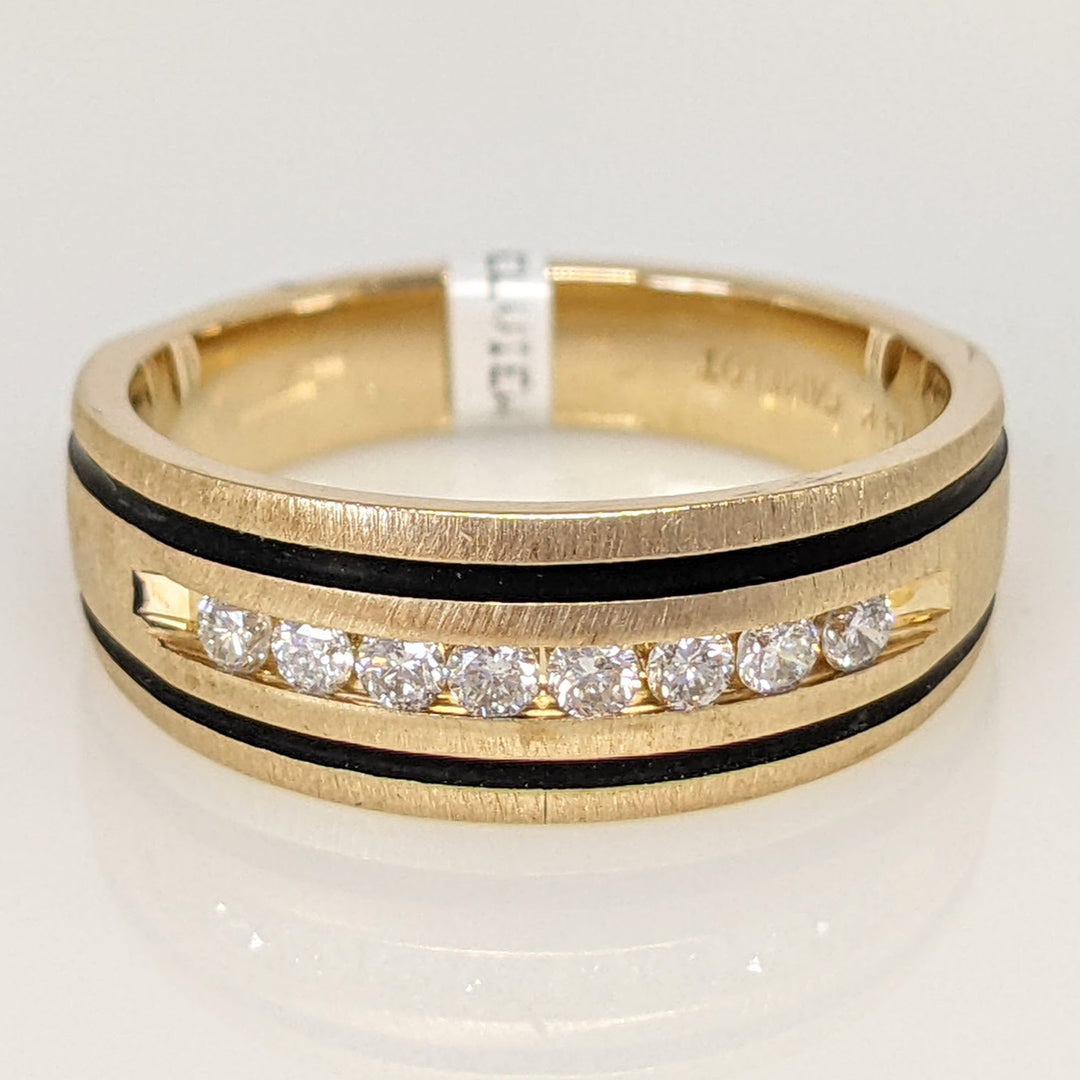 14K .24 CARAT TOTAL WEIGHT (8) ROUND DIAMOND BLACK BORDER ESTATE BAND 5.9 GRAMS