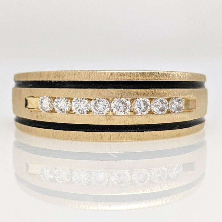 14K .24 CARAT TOTAL WEIGHT (8) ROUND DIAMOND BLACK BORDER ESTATE BAND 5.9 GRAMS