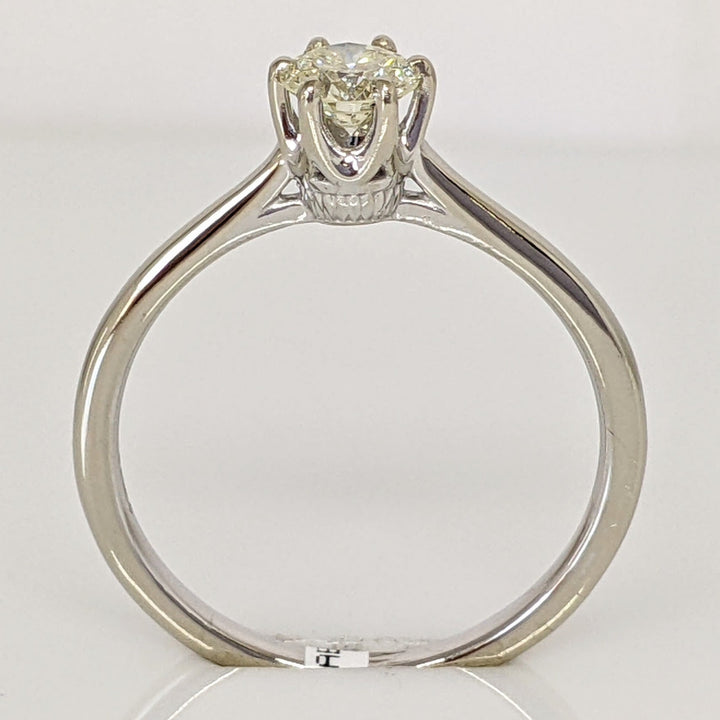 14K WHITE .40 CARAT TOTAL VS2 L DIAMOND ROUND 6 PRONG ESTATE SOLITAIRE RING 2.1 GRAMS