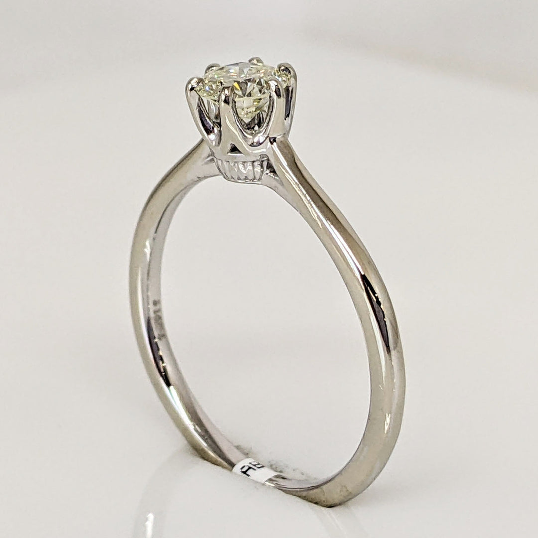 14K WHITE .40 CARAT TOTAL VS2 L DIAMOND ROUND 6 PRONG ESTATE SOLITAIRE RING 2.1 GRAMS