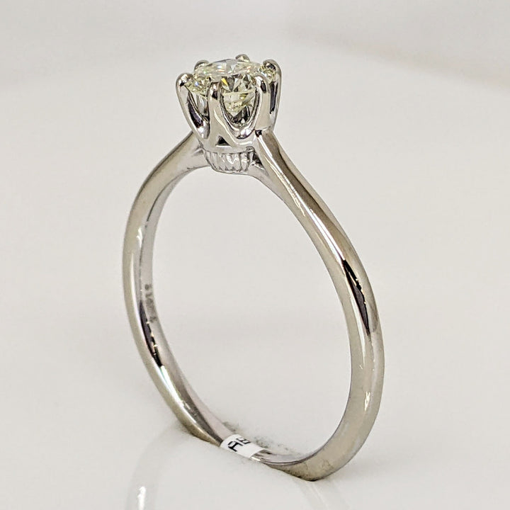 14K WHITE .40 CARAT TOTAL VS2 L DIAMOND ROUND 6 PRONG ESTATE SOLITAIRE RING 2.1 GRAMS