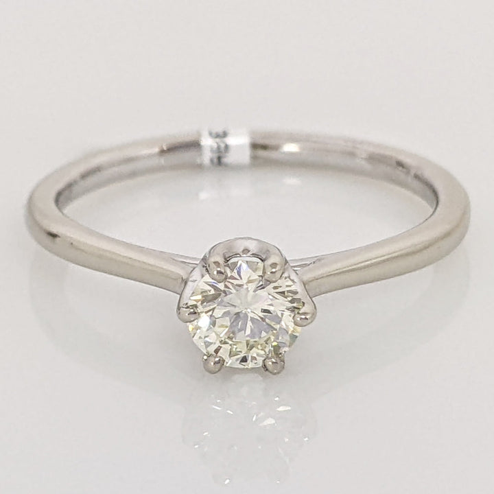 14K WHITE .40 CARAT TOTAL VS2 L DIAMOND ROUND 6 PRONG ESTATE SOLITAIRE RING 2.1 GRAMS