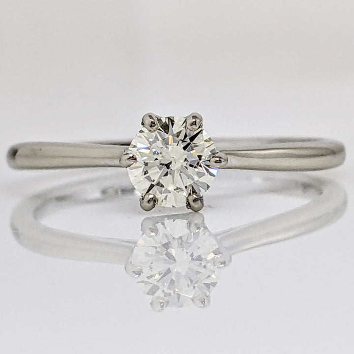 14K WHITE .40 CARAT TOTAL VS2 L DIAMOND ROUND 6 PRONG ESTATE SOLITAIRE RING 2.1 GRAMS