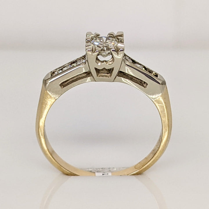 14K TWO TONE .44 CARAT TOTAL WEIGHT VS2 H DIAMOND ROUND (7) SQUARE TOP ESTATE RING 2.7 GRAMS