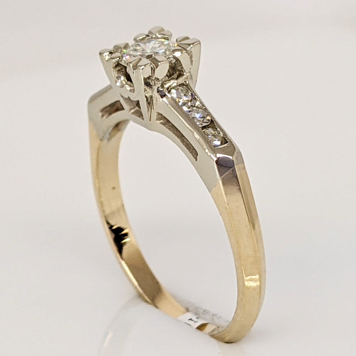 14K TWO TONE .44 CARAT TOTAL WEIGHT VS2 H DIAMOND ROUND (7) SQUARE TOP ESTATE RING 2.7 GRAMS