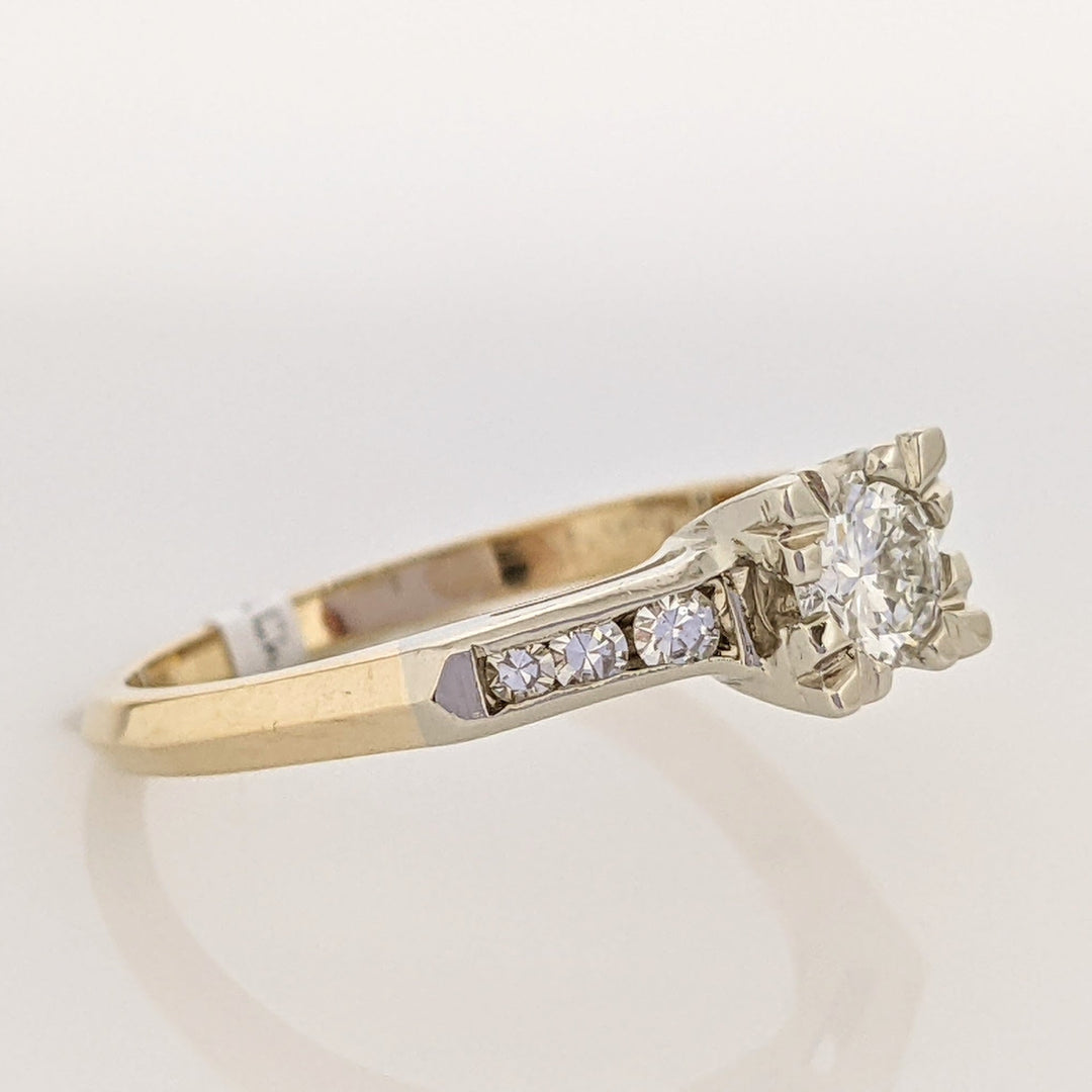 14K TWO TONE .44 CARAT TOTAL WEIGHT VS2 H DIAMOND ROUND (7) SQUARE TOP ESTATE RING 2.7 GRAMS