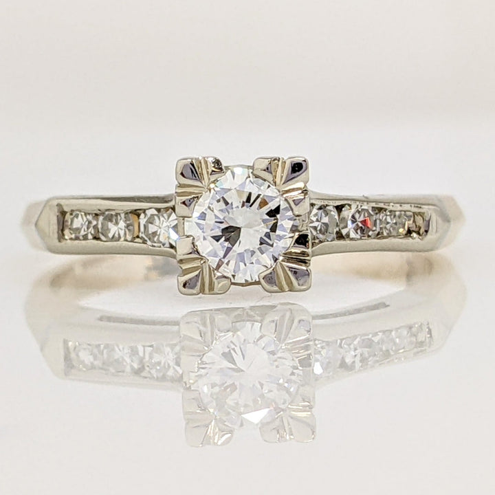 14K TWO TONE .44 CARAT TOTAL WEIGHT VS2 H DIAMOND ROUND (7) SQUARE TOP ESTATE RING 2.7 GRAMS